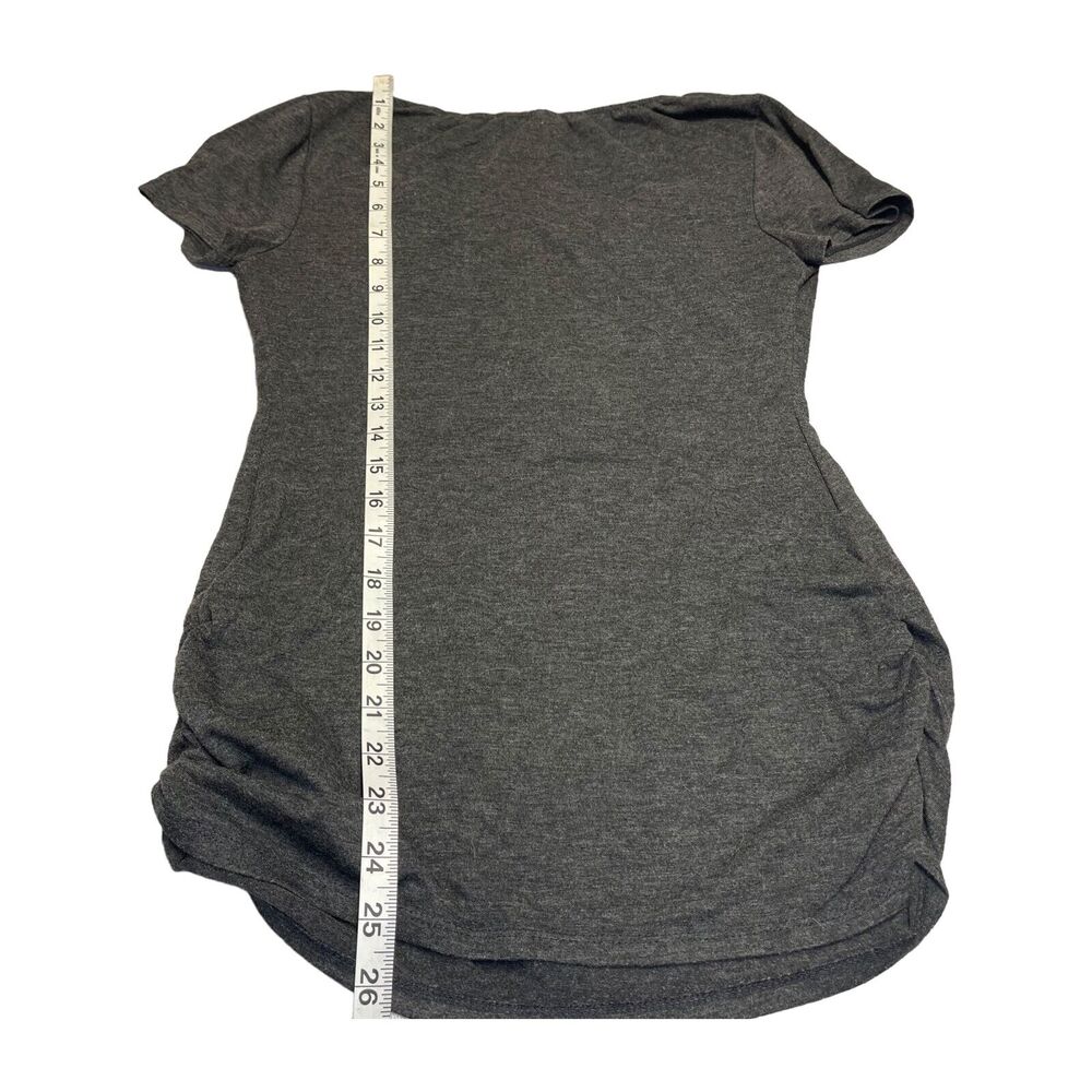 Motherhood Maternity Blouse Top Women's Small Gray Stretch V-Neck Short Sleeve - Picture 5 of 9